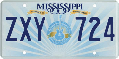 MS license plate ZXY724