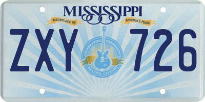 MS license plate ZXY726