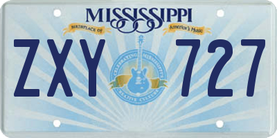 MS license plate ZXY727