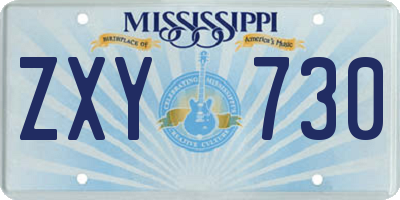 MS license plate ZXY730