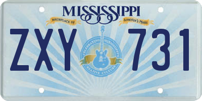 MS license plate ZXY731