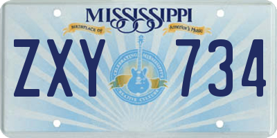 MS license plate ZXY734