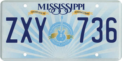 MS license plate ZXY736