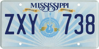 MS license plate ZXY738