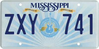 MS license plate ZXY741