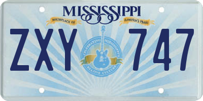 MS license plate ZXY747