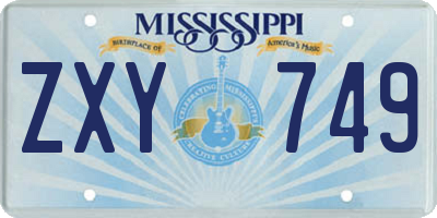 MS license plate ZXY749