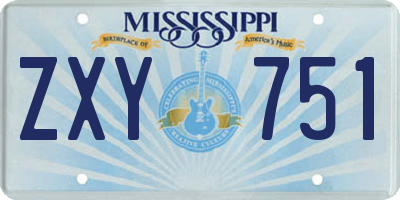 MS license plate ZXY751