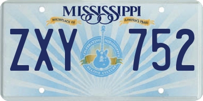 MS license plate ZXY752