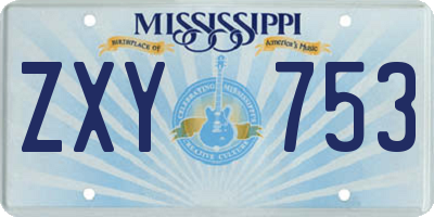 MS license plate ZXY753