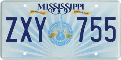 MS license plate ZXY755