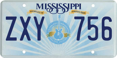 MS license plate ZXY756