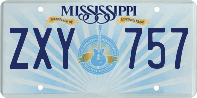 MS license plate ZXY757