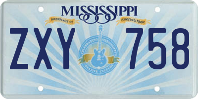 MS license plate ZXY758