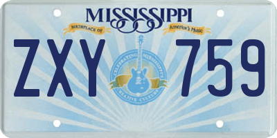 MS license plate ZXY759