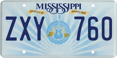 MS license plate ZXY760