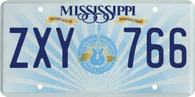 MS license plate ZXY766