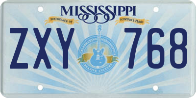 MS license plate ZXY768
