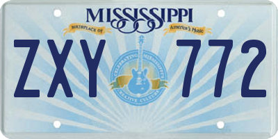 MS license plate ZXY772