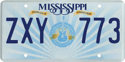 MS license plate ZXY773