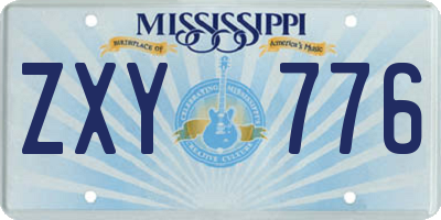 MS license plate ZXY776