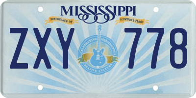 MS license plate ZXY778