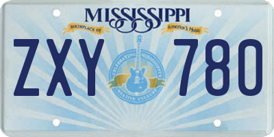 MS license plate ZXY780