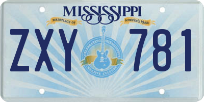 MS license plate ZXY781