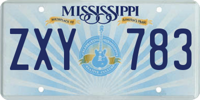 MS license plate ZXY783
