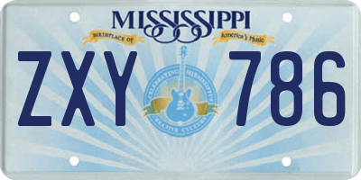 MS license plate ZXY786