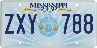 MS license plate ZXY788