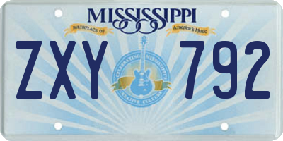 MS license plate ZXY792