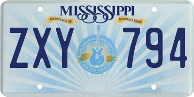 MS license plate ZXY794