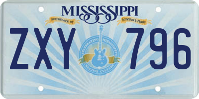 MS license plate ZXY796
