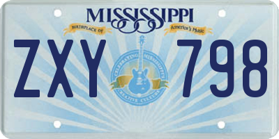 MS license plate ZXY798