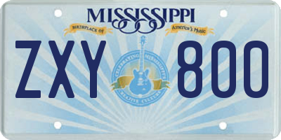 MS license plate ZXY800