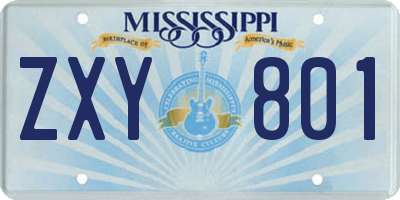 MS license plate ZXY801