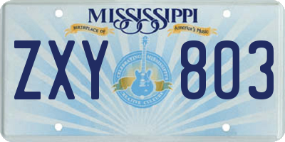 MS license plate ZXY803