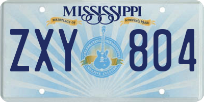 MS license plate ZXY804