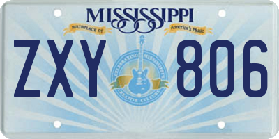 MS license plate ZXY806