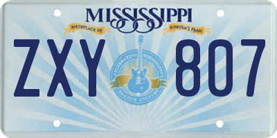MS license plate ZXY807