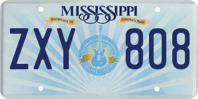 MS license plate ZXY808