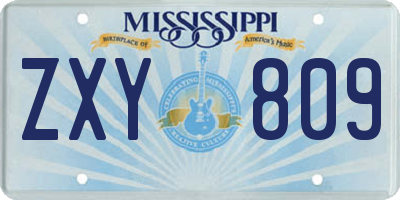 MS license plate ZXY809