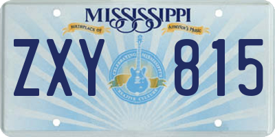 MS license plate ZXY815