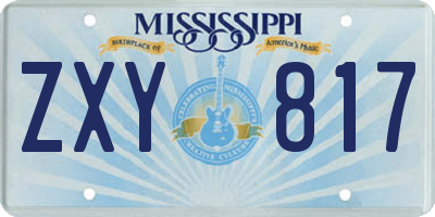 MS license plate ZXY817