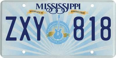 MS license plate ZXY818