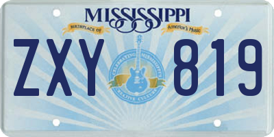 MS license plate ZXY819