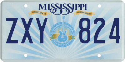 MS license plate ZXY824