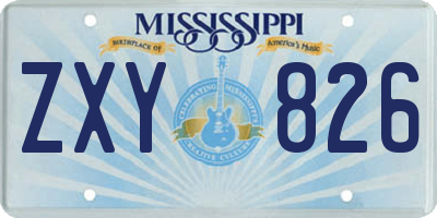 MS license plate ZXY826