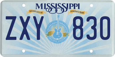 MS license plate ZXY830